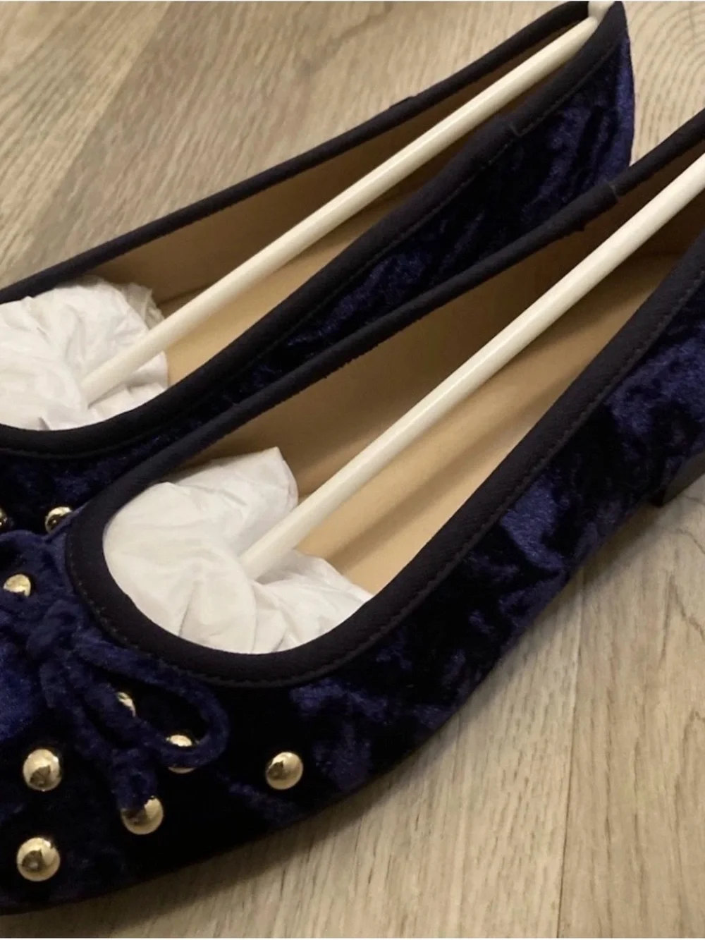 Marc Fisher Navy Velvet Studded Ballet Flats